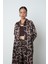 Kadın Kahverengi Desenli Uzun Tunik Tesettür Gömlek - Elbise 3