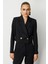 Kadın Kruvaze Yaka Crop Ceket 5029 Siyah 1