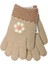 Spteks Kitti 4-8 Yaş Kız Çocuk Bej Renk Çiçek Desenli Kışlık Örme Eldiven 3