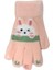 Spteks Kitti 4-8 Yaş Kız Çocuk Pudra Renk Hayvan Figürlü Kışlık Örme Eldiven 2