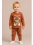 Kiremit Kırmızı Ayıcık 1-2-3 Yaş Çocuk Alt Üst Takım Pijama Takım 2