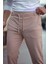 Erkek Diagonel Mikro Dokulu Cepli Beli Lastilki Pantolon - Kahverengi 3