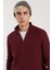 Bordo Yarım Fermuarlı Kalın Triko Kazak – Oversize Fit Rahat Kesim 1