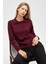 Laila, Düz Örgü, Polo Yaka, Kadın Triko Hırka - Bordo 2