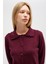 Laila, Düz Örgü, Polo Yaka, Kadın Triko Hırka - Bordo 3