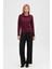 Laila, Düz Örgü, Polo Yaka, Kadın Triko Hırka - Bordo 6