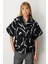 Kadın Yarasa Kol Desenli Mont 6005 Siyah 1