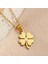Dört Yapraklı Yonca Kolye Gold ve Gümüş 3