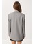 Oversize Vatkalı Çizgili Dokuma Ceket LWF0049 Gri 5