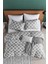 Honeycomb Gri Ranforce %100 Pamuk Çift Kişilik Nevresim Takımı Lastikli Çarşaflı 1