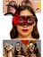 2 Adet Kırmızı Renk Maske – Payetli, Gümüş Taşlı, Tüylü | Kostüm Partileri ve Özel Günler Için Sexy 1
