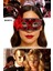 2 Adet Kırmızı Renk Maske – Payetli, Gümüş Taşlı, Tüylü | Kostüm Partileri ve Özel Günler Için Sexy 6