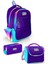 Rainbow Fermuarlı Mor 3’lü Okul Çanta Seti 1