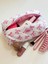 Pembe Kurdeleli Oval Makyaj Çantası Büyük Boy Desenli 26x12 cm Seyahat İçin 2