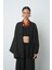 Kadın Düz Renk Simli Rahat Kalıp Tesettür Kimono 1