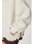 Oversize Kapüşonlu Kontrast Peluş Mont LFG0172 Ekru 5