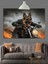 Motorlu Kurt Deri Giysili Dekoratif Kanvas - Mdf Ahşap Tablo 4