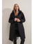 Kapşonlu Şişme Mont - Siyah 2
