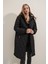 Kapşonlu Şişme Mont - Siyah 3