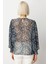 Kadın Desenli Balon Kol Bluz 3017 Lacivert 4