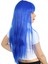 Uzun Kahküllü Fiber Sentetik Peruk - Koyu Mavi 2