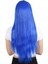 Uzun Kahküllü Fiber Sentetik Peruk - Koyu Mavi 4