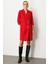 Kadın Kruvaze Yaka Düğmeli Elbise 4009 Kırmızı 2