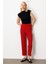 Kadın Boru Paça Yan Cepli Pantolon 5023 Kırmızı 2