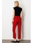 Kadın Boru Paça Yan Cepli Pantolon 5023 Kırmızı 4