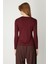 Kadın Metal Aksesuarlı Sıfır Yaka Basic Bluz 61303 Bordo 3