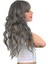 Perçemli Uzun Su Dalgası Fiber Sentetik Peruk- Koyu Gri 4