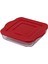 Kırmızı Plastik Kapaklı Sade Kare Büyük Cam Tepsi 1