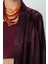 Kadın Bordo Yaprak Desenli Oversize Kesim Tesettür Kimono 3