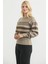 Çizgili Yünlü Triko Kazak - Bej 3