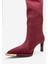 Lexa Bordo Süet Altın Detaylı Sivri Burunlu Kadın Topuklu Çizme 4
