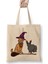 Halloween Dog & Cat Witch Animal Friends Beyaz Bez Çanta Uzun Saplı Alışveriş Çantası Plaj Çantası 1