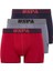 3'lü Paket, Uspa Baskılı, Erkek Boxer, Pamuklu, Bordo-Lacivert-Antrasit 1