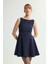 Gabardin Toka Detaylı Elbise Lacivert 124L9675000 1
