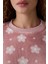 Pembe Pretty Daisies Çiçekli Bisiklet Yaka Uzun Kollu Pijama Takımı 10