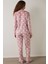 Pembe Pretty Daisies Çiçekli Bisiklet Yaka Uzun Kollu Pijama Takımı 12