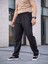 Erkek Keten Cepli Çıma Dikişli Jogger Buggy Pantalon Rahat Kalıp - Siyah 5