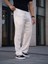 Erkek Keten Cepli Çıma Dikişli Jogger Buggy Pantalon Rahat Kalıp - Beyaz 1