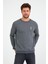 Erkek 3 İplik Pamuklu Regular Fit Nakışlı Bisiklet Yaka Basic Sweatshirt 5