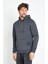 Erkek Kapüşonlu Kanguru Cep 3 İplik Sweatshirt Antrasit 3