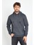 Erkek Kapüşonlu Kanguru Cep 3 İplik Sweatshirt Antrasit 4