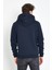 Erkek 3 İplik Pamuklu İçi Polarlı Regular Fit Nakışlı Kapüşonlu Kanguru Cepli Lacivert Sweatshirt 5