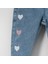 BeU Kids OV-7426 Kız Çocuk Pastel Tonlu Minik Kalp Nakışlı Mavi Denim Pantalon 5
