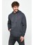 Erkek İskelet Nakışlı 3 İplik Kapüşonlu Sweatshirt Antrasit 1