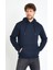 Erkek Kapüşonlu Kanguru Cep 3 İplik Sweatshirt Lacivert 3
