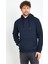 Erkek Kapüşonlu Kanguru Cep 3 İplik Sweatshirt Lacivert 4